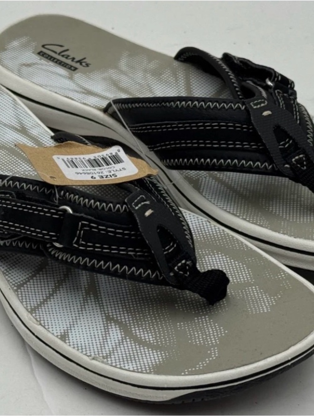 Clarks Brinkley Derry Womens Flip Flop 9 Black Slip On Thong Sandals 26108646